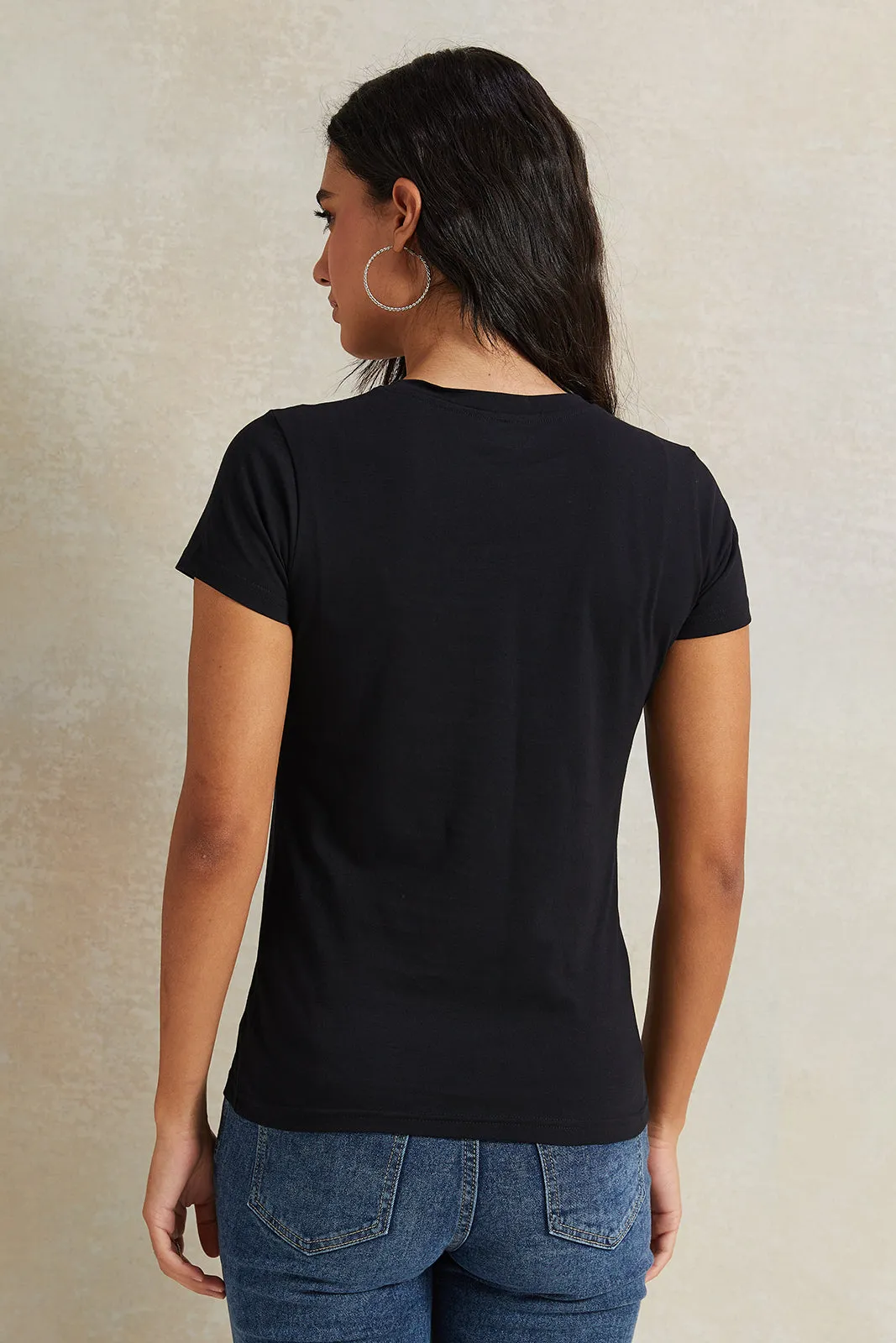 Women Black Printed T-Shirt sold by Redtag product image thumbnail 3