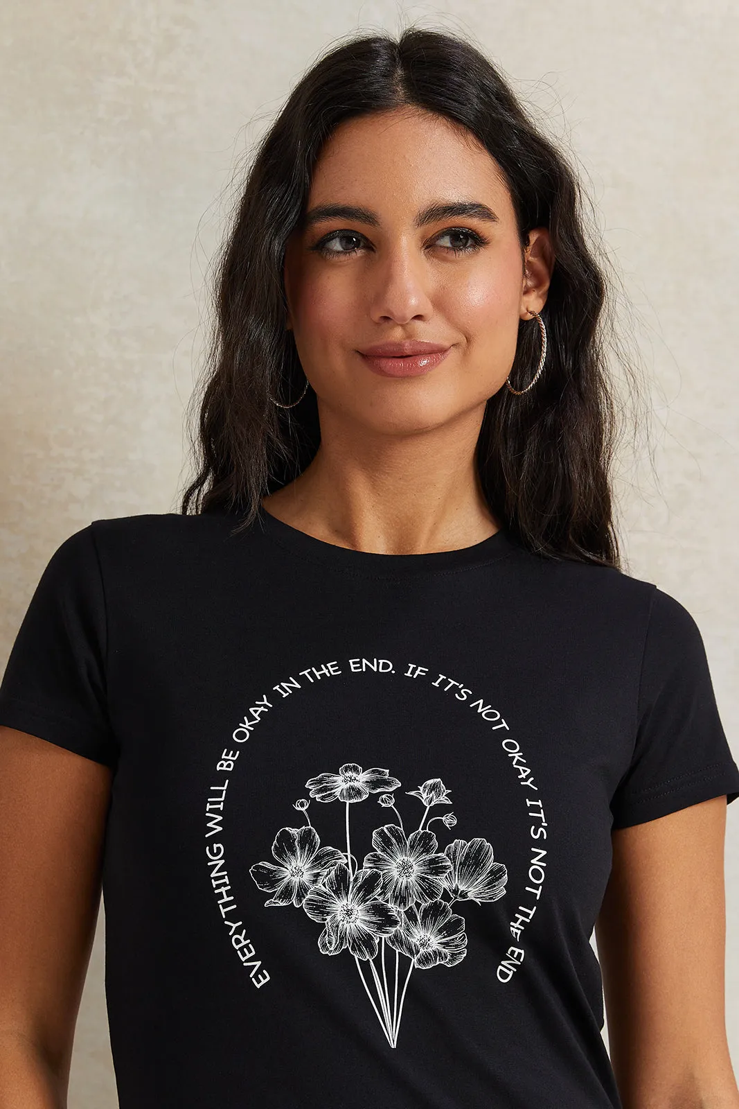 Women Black Printed T-Shirt sold by Redtag product image thumbnail 4