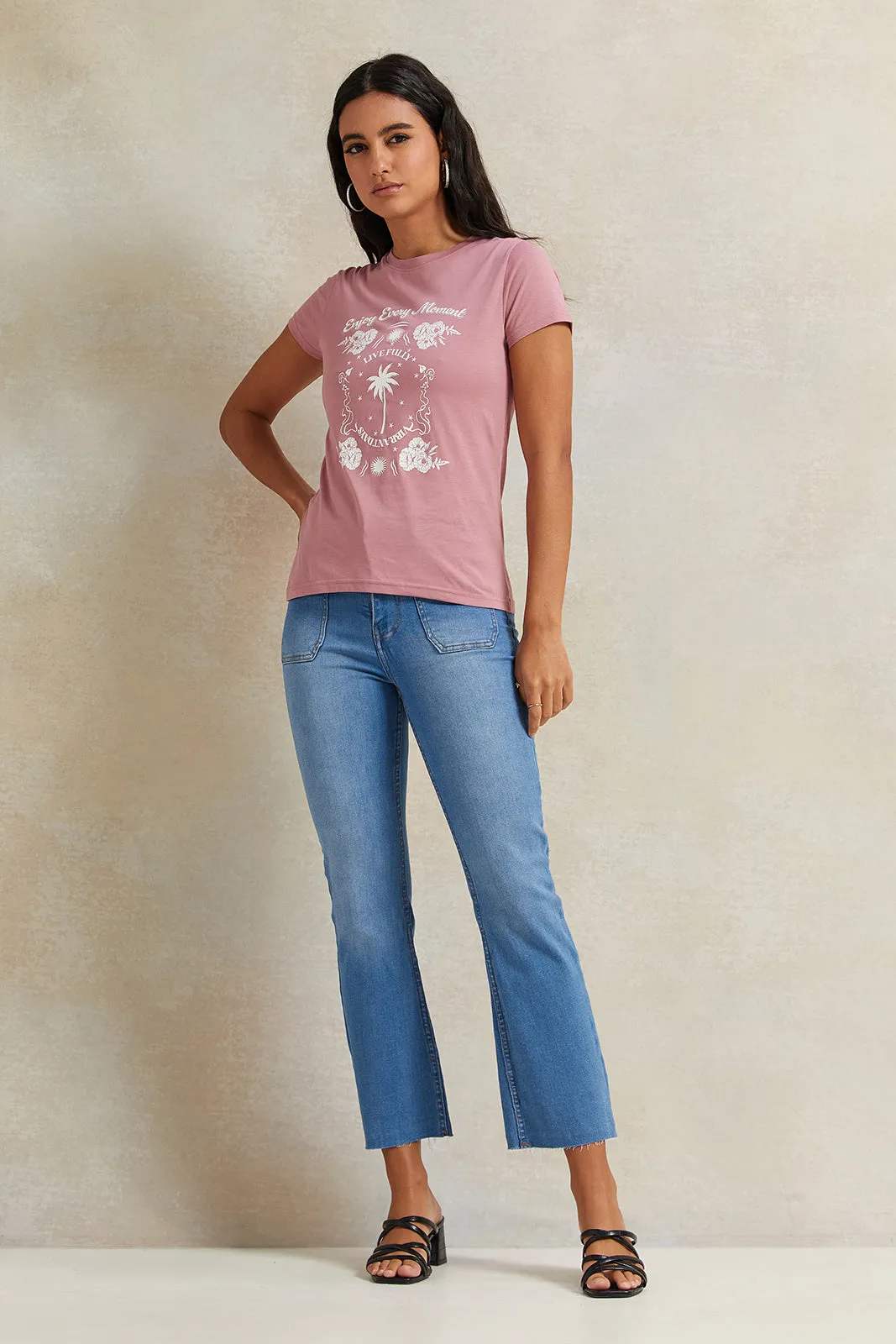 Women Lilac Printed T-Shirt sold by Redtag product image thumbnail 2