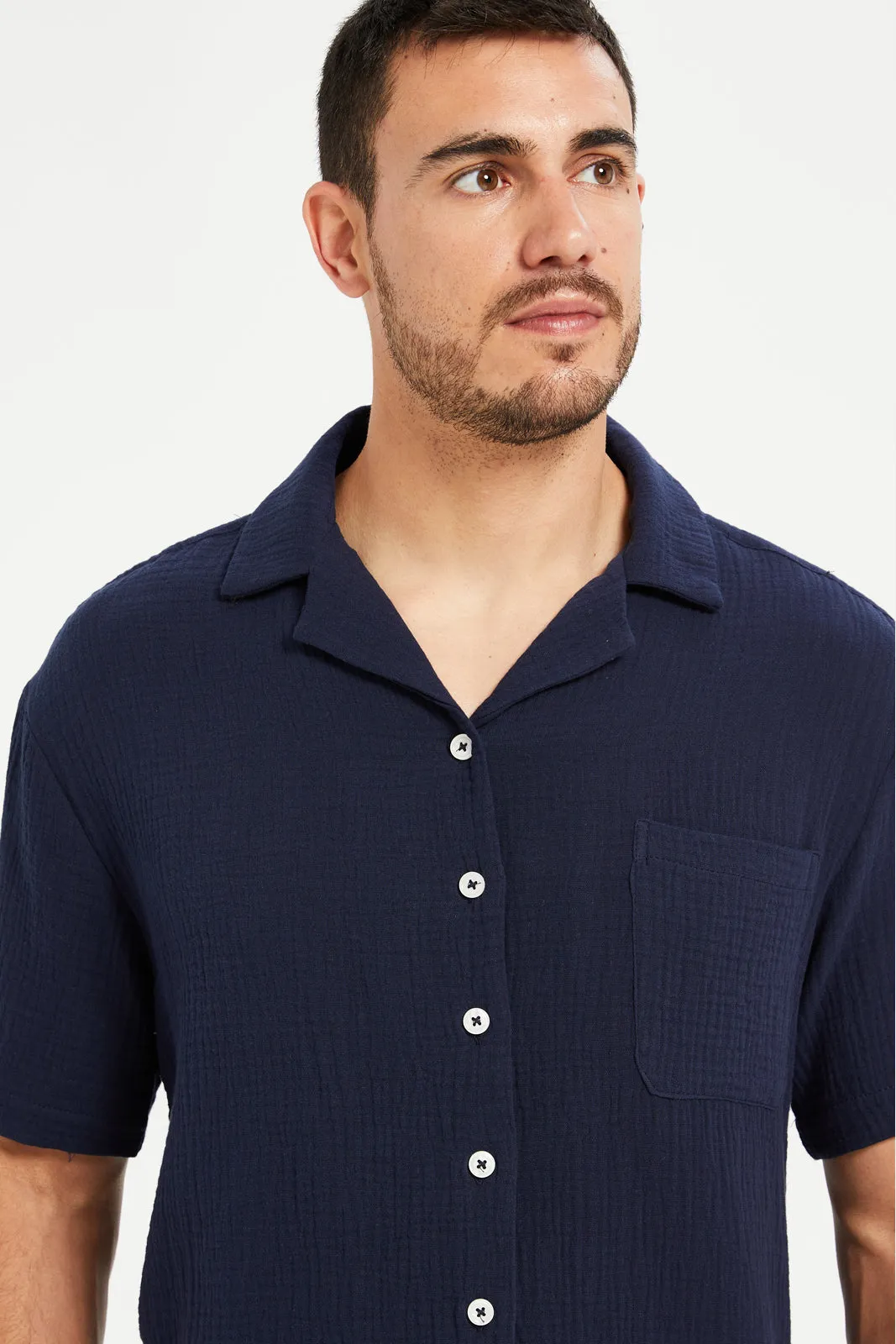 Men Navy Resort Collar Shirt sold by Redtag product image thumbnail 4