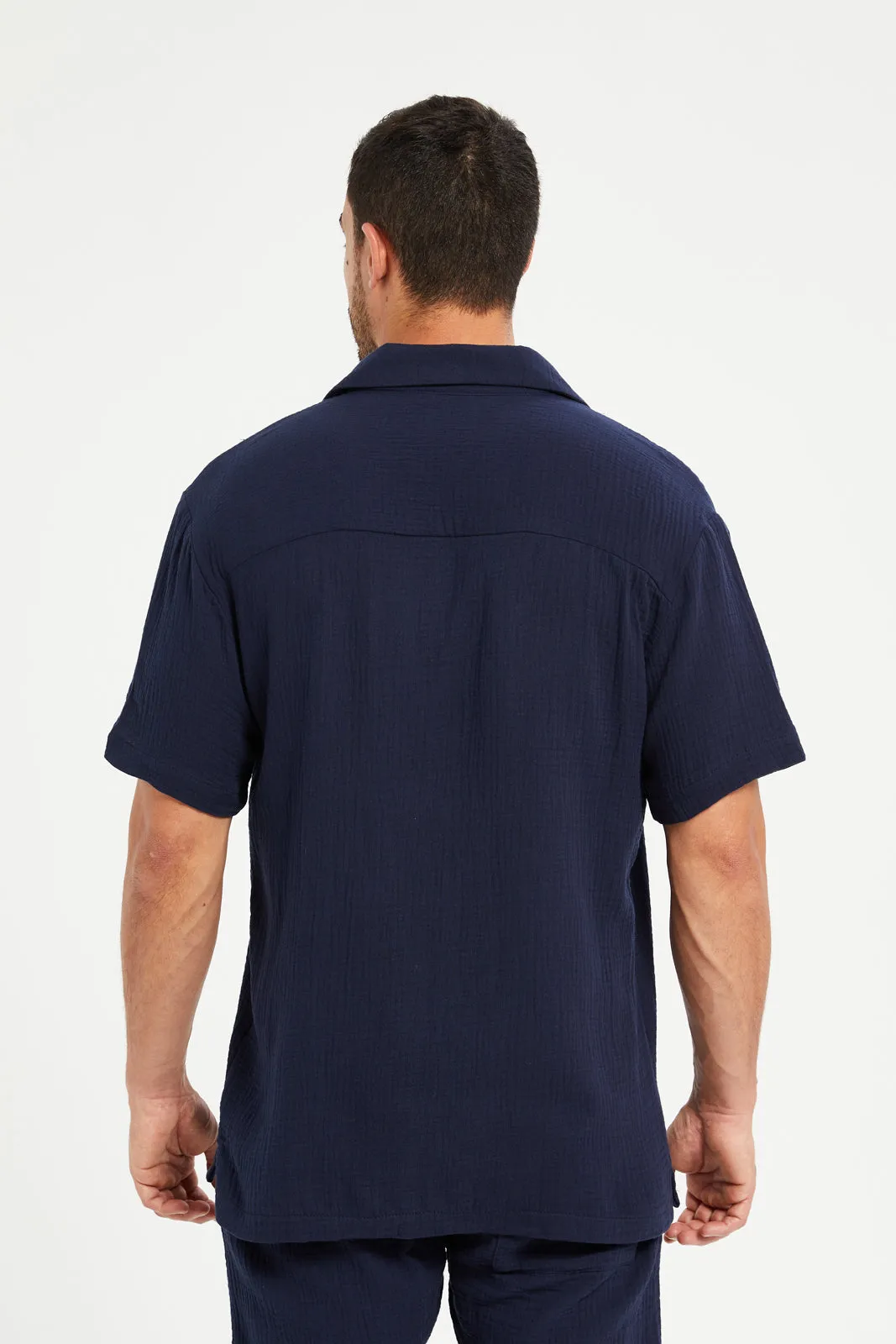 Men Navy Resort Collar Shirt sold by Redtag product image thumbnail 3