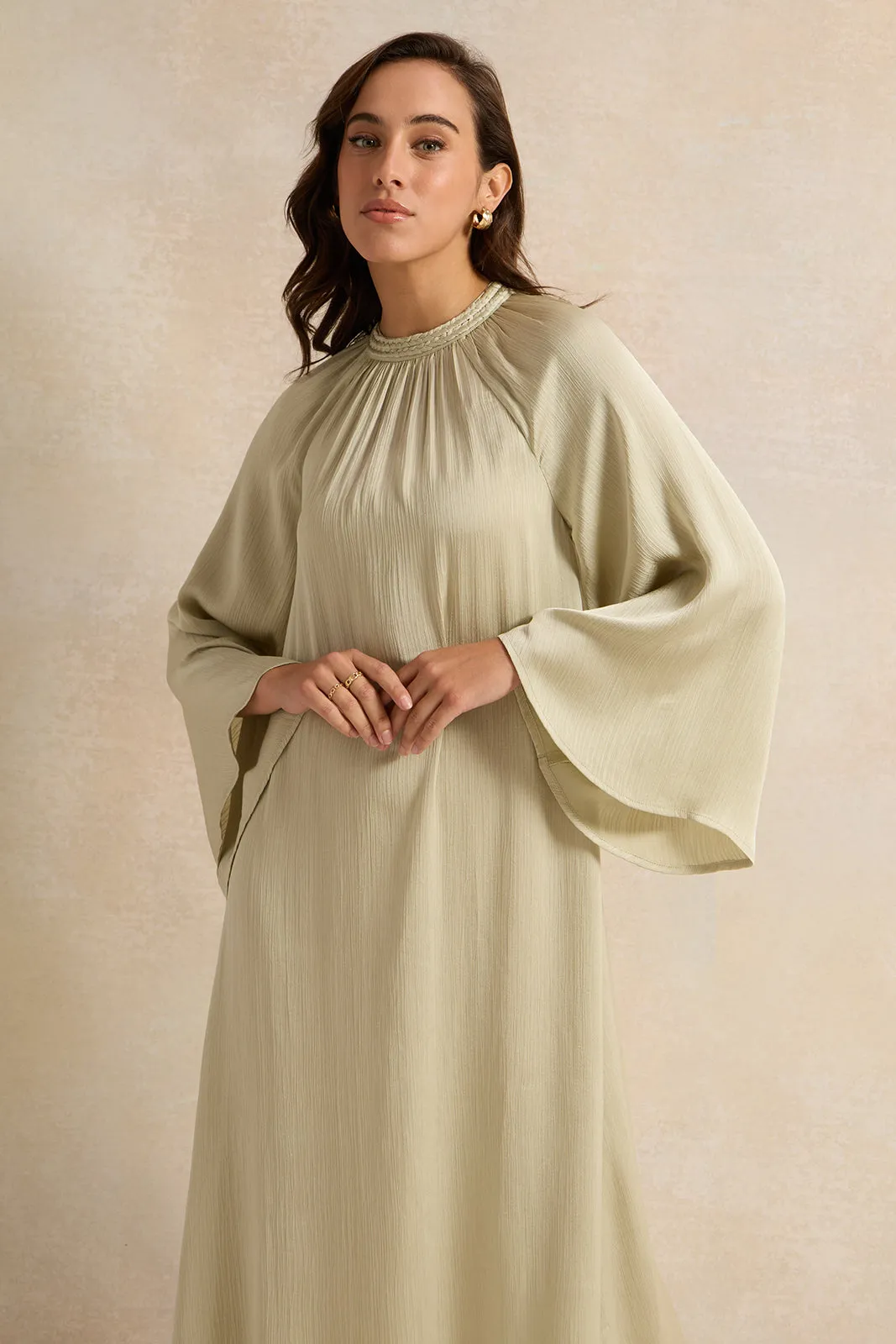 Women Green Braided Neck Kaftan sold by Redtag product image thumbnail 4