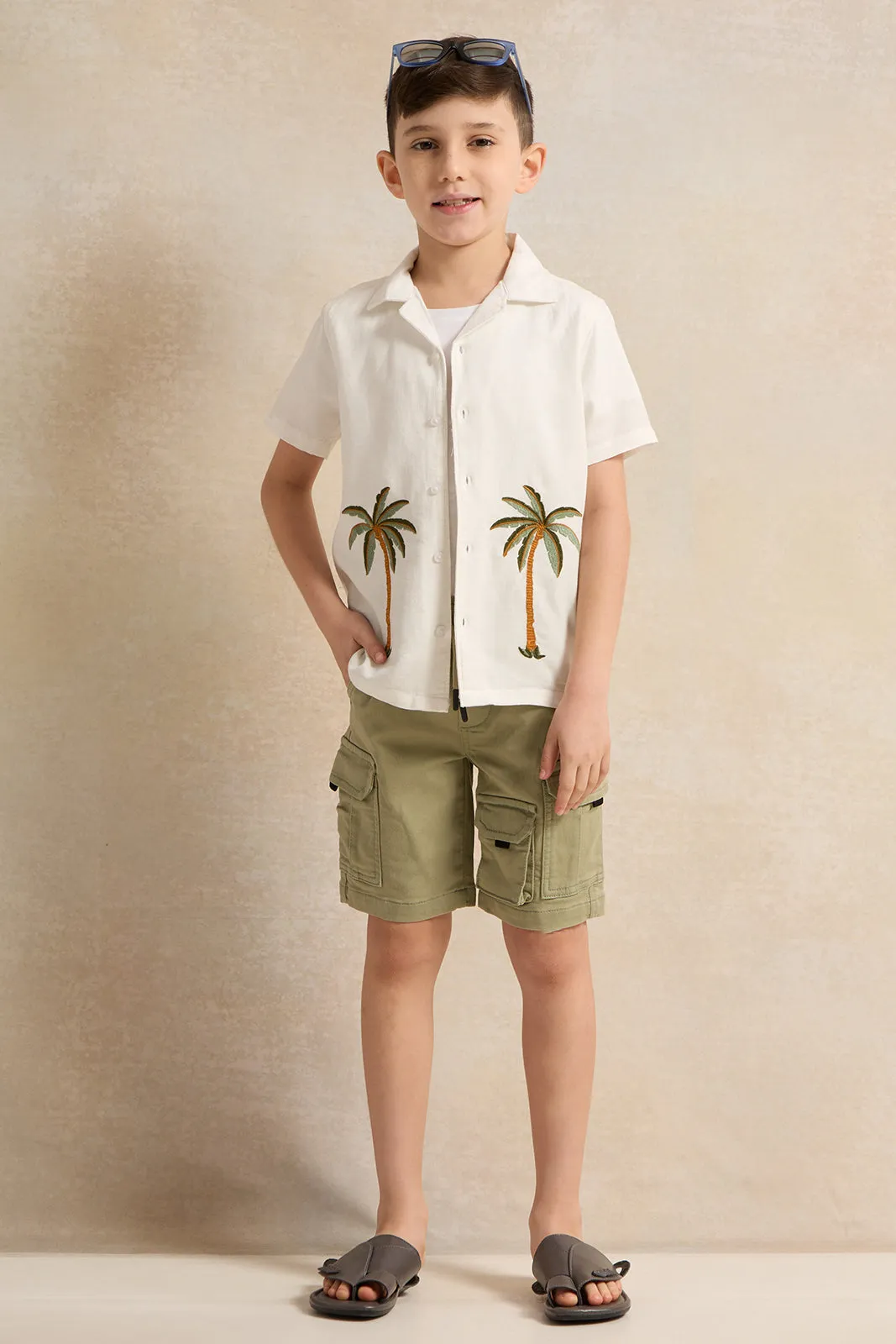 Boys White Embroidered Short Sleeve Shirt sold by Redtag product image thumbnail 2