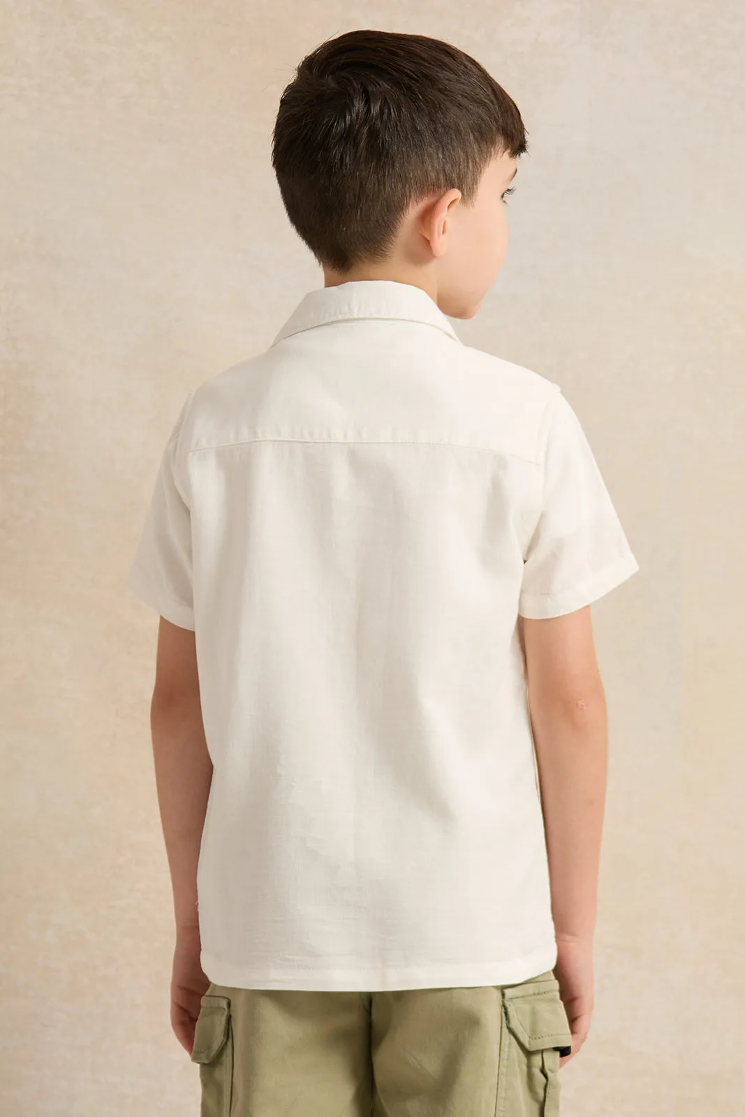 Boys White Embroidered Short Sleeve Shirt sold by Redtag product image thumbnail 3
