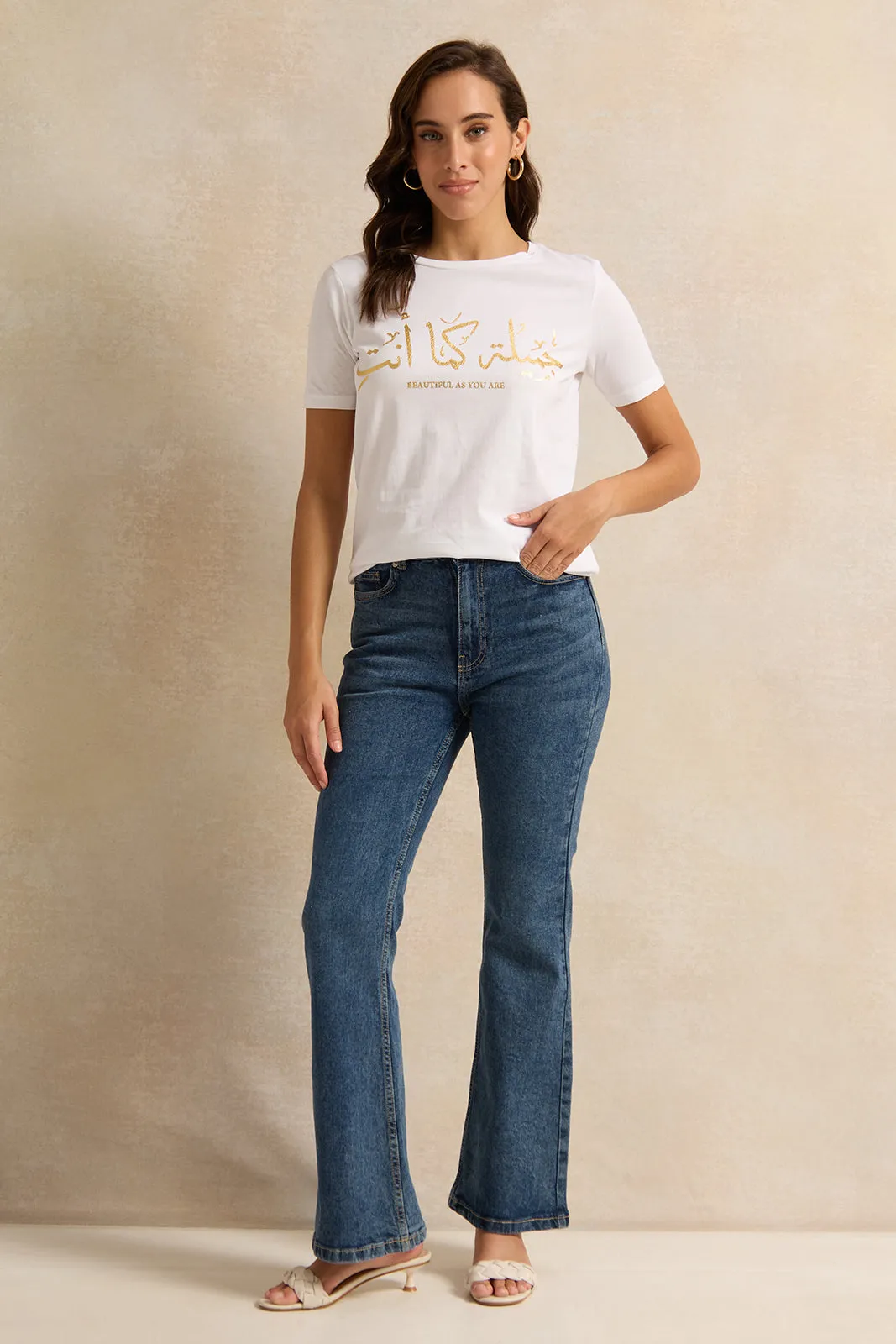 Women White Foil Printed T-Shirt sold by Redtag product image thumbnail 2