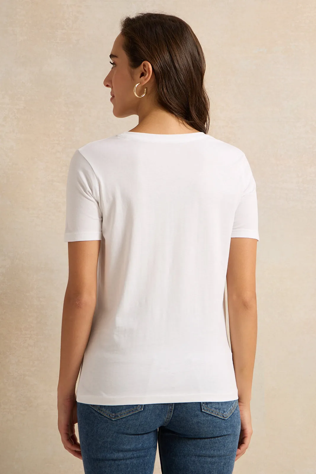 Women White Foil Printed T-Shirt sold by Redtag product image thumbnail 3