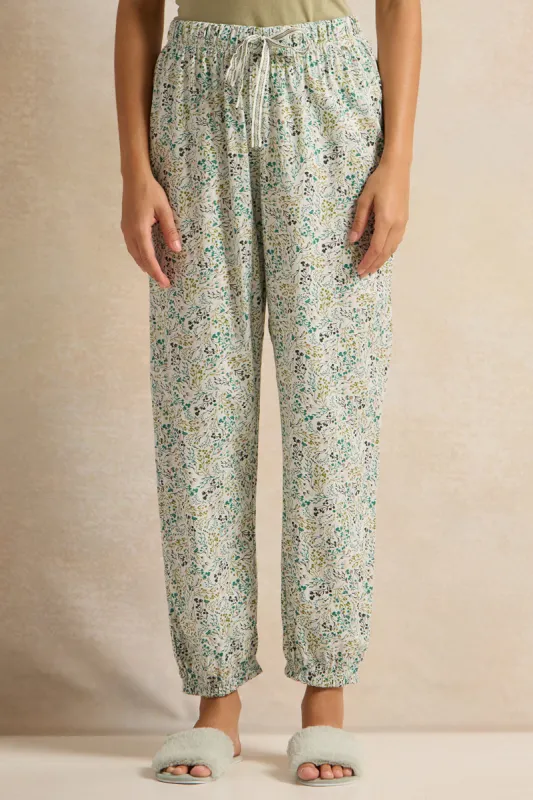Women White Floral Print Pyjama Bottom sold by Redtag