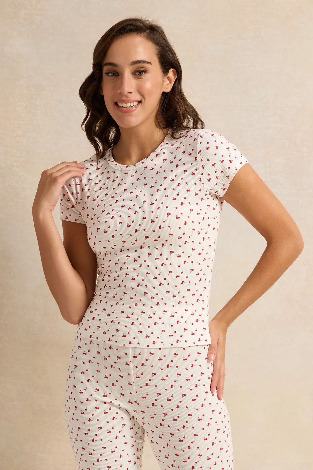 Women White Printed Pyjama Set (2 Piece) sold by Redtag product image thumbnail 2