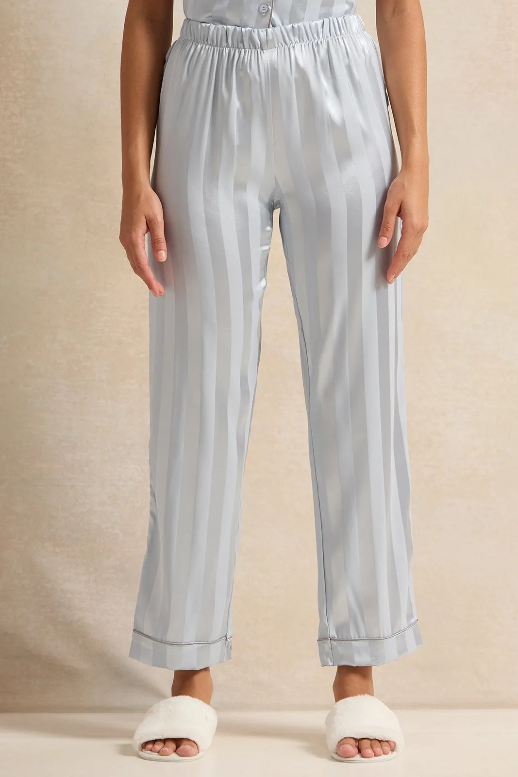 Women Blue Striped Classic Pyjama Set (2 Piece) sold by Redtag product image thumbnail 3