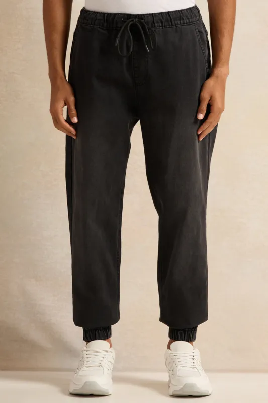 Men Black Jogger Fit Denim Jeans sold by Redtag