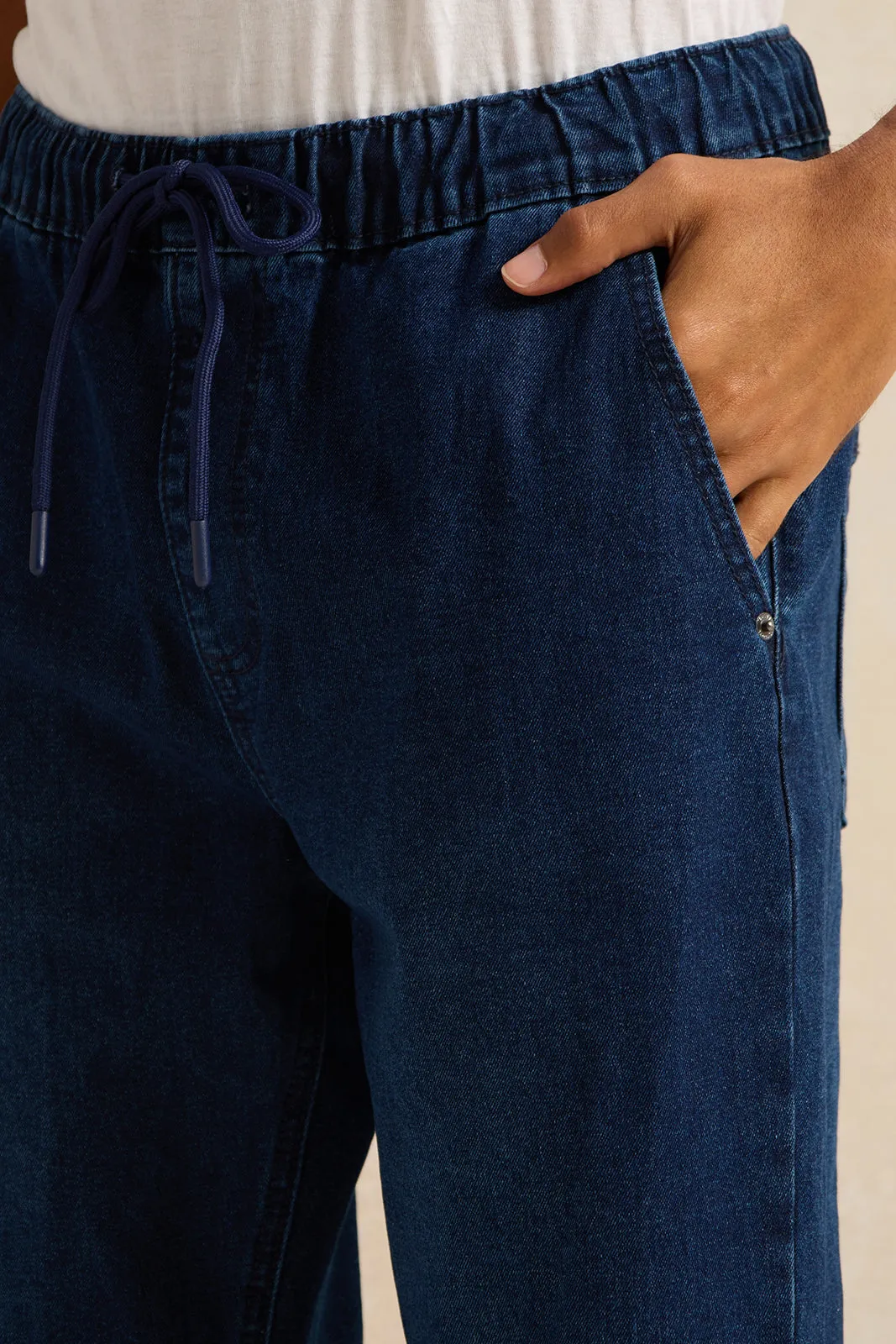 Men Navy Jogger Fit Denim Jeans sold by Redtag product image thumbnail 4