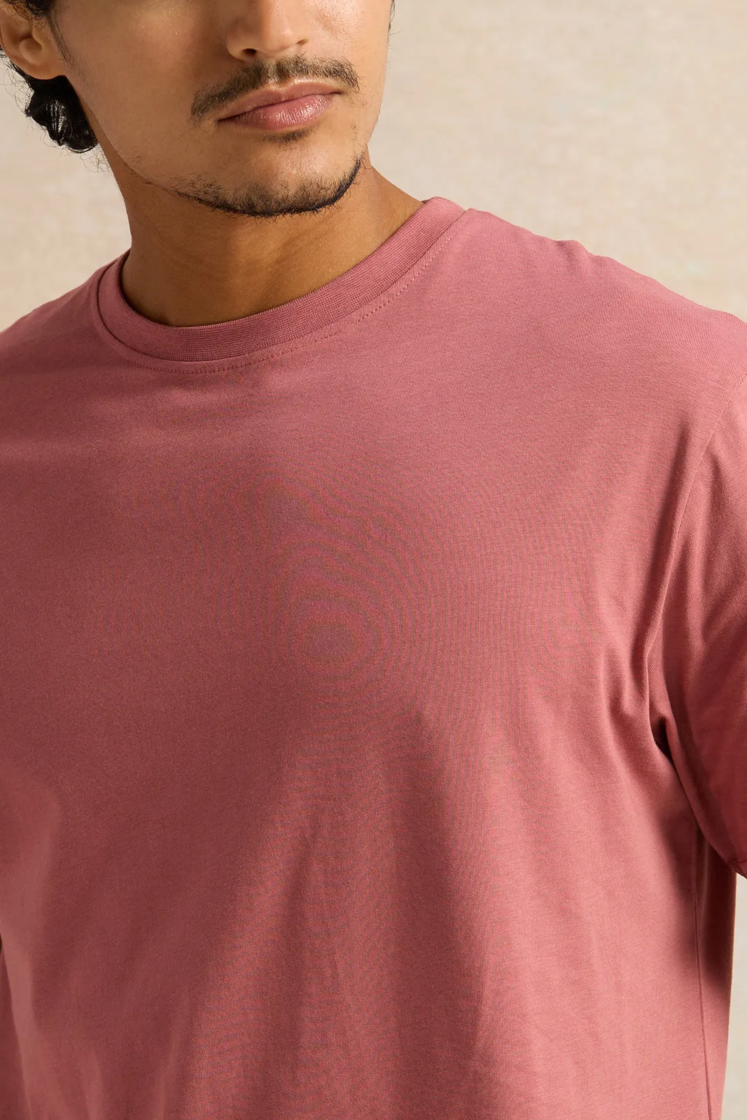 Men Burgundy Solid T-Shirt sold by Redtag product image thumbnail 4