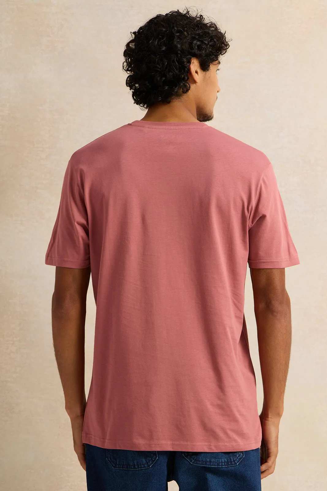 Men Burgundy Solid T-Shirt sold by Redtag product image thumbnail 3