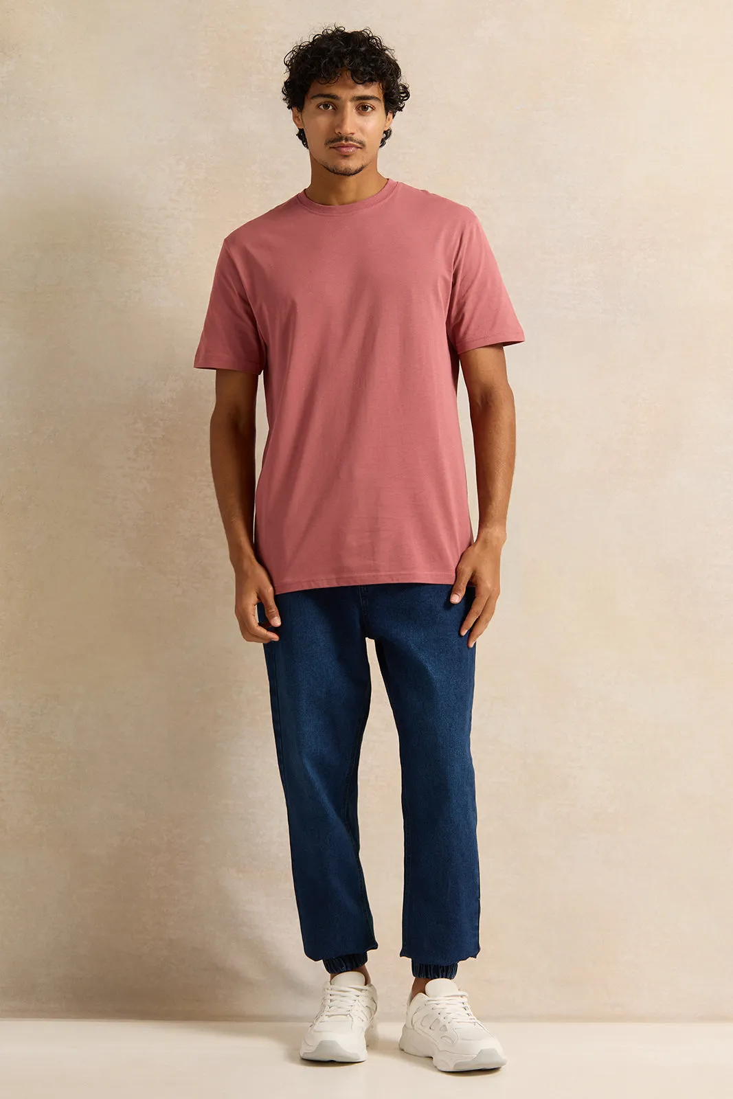 Men Burgundy Solid T-Shirt sold by Redtag product image thumbnail 2