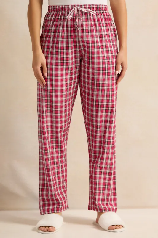 Women Red Checkered Pyjama Bottom sold by Redtag