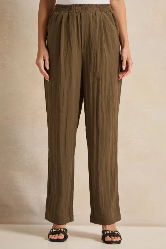 Women Brown Flared Trouser sold by Redtag