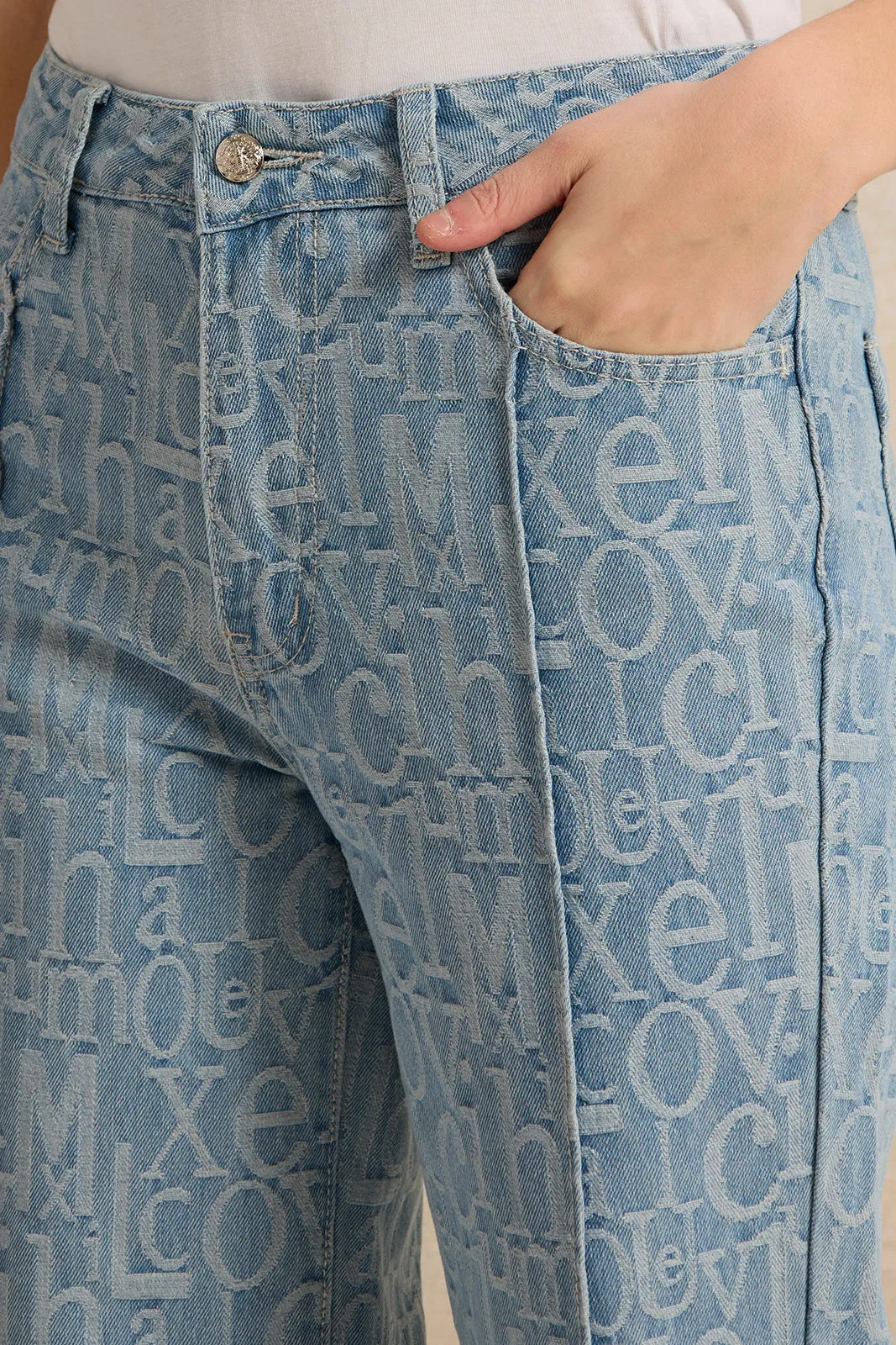 Women Blue Printed High Waisted Denim sold by Redtag product image thumbnail 4