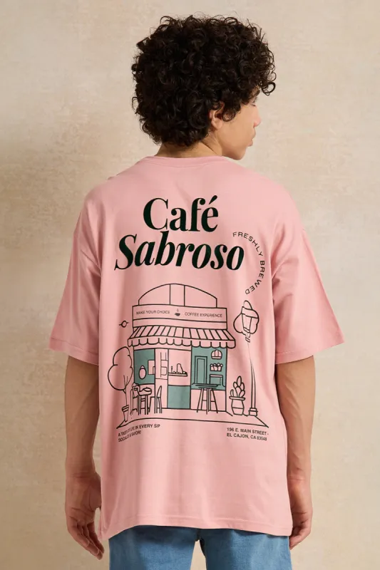 Senior Boys Pink Printed Peach Café Sabroso Oversize T-shirt sold by Redtag