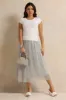 Women Silver Shimmer Gathered Skirt sold by Redtag