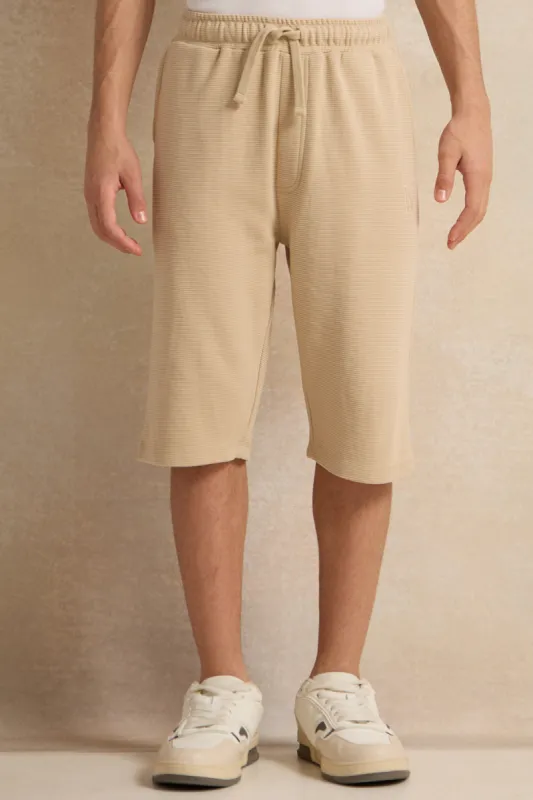 Senior Boys Beige Jacquard Shorts sold by Redtag