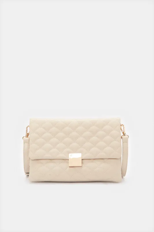 Women Beige Flap Messenger Bag sold by Redtag