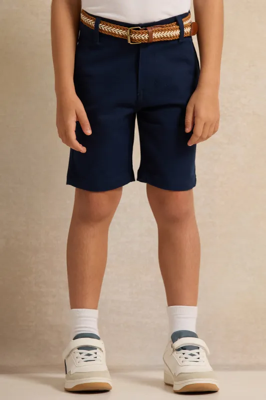 Boys Navy Dobby Shorts sold by Redtag