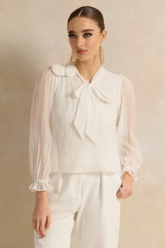 Women White Embellished Blouse sold by Redtag