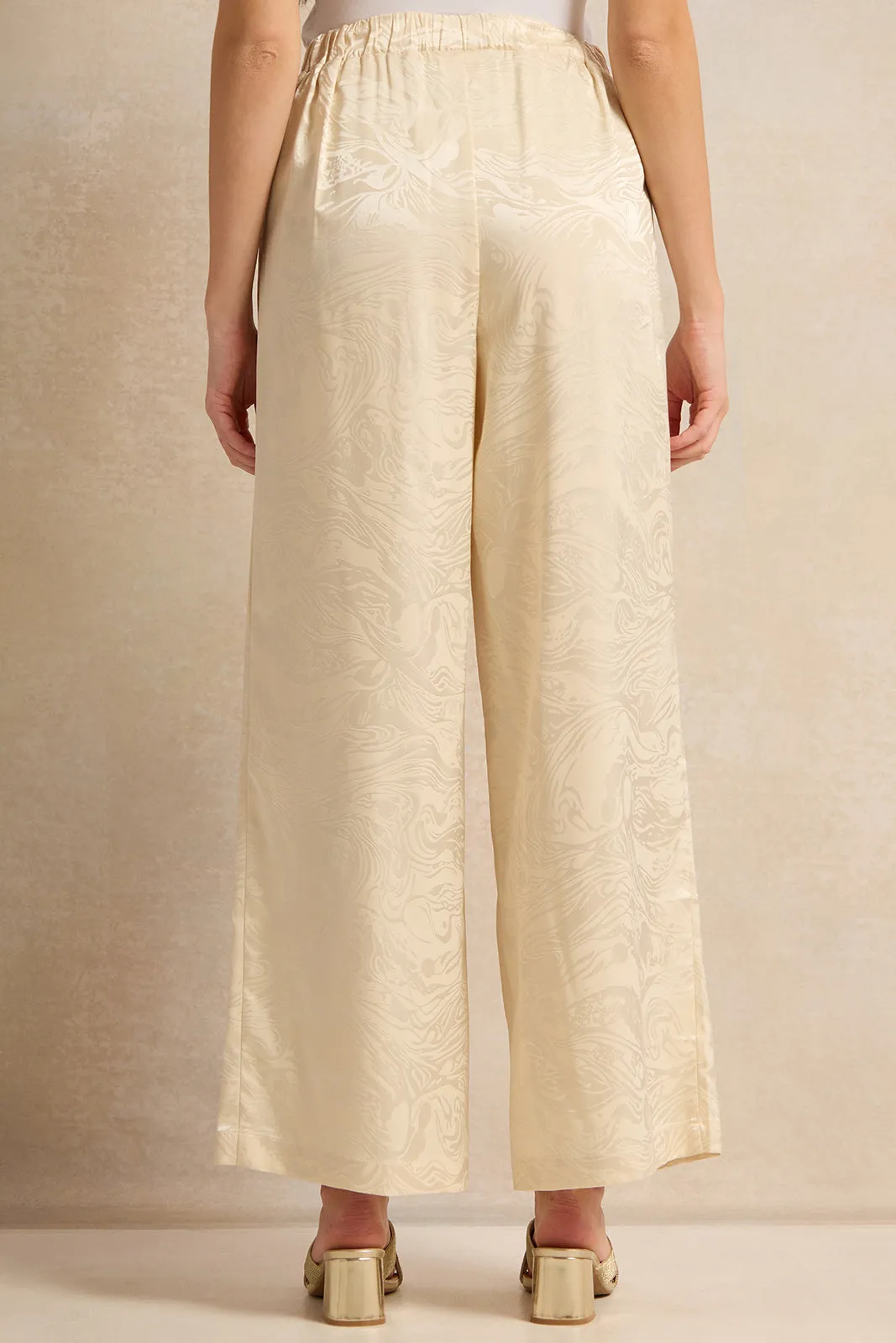 Women Beige Jacquard Wide Leg Pants sold by Redtag product image thumbnail 3