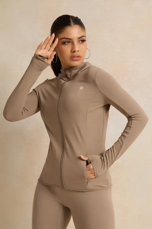 Women Brown Hooded Active Jacket sold by Redtag