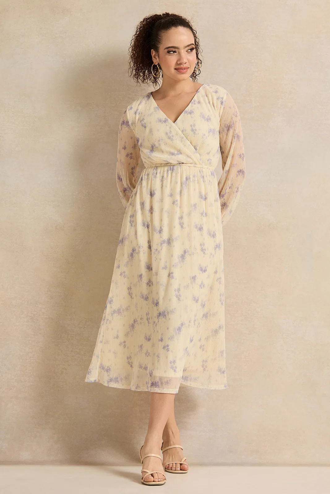 Women Ivory Printed Wrap Dress sold by Redtag product image thumbnail 4