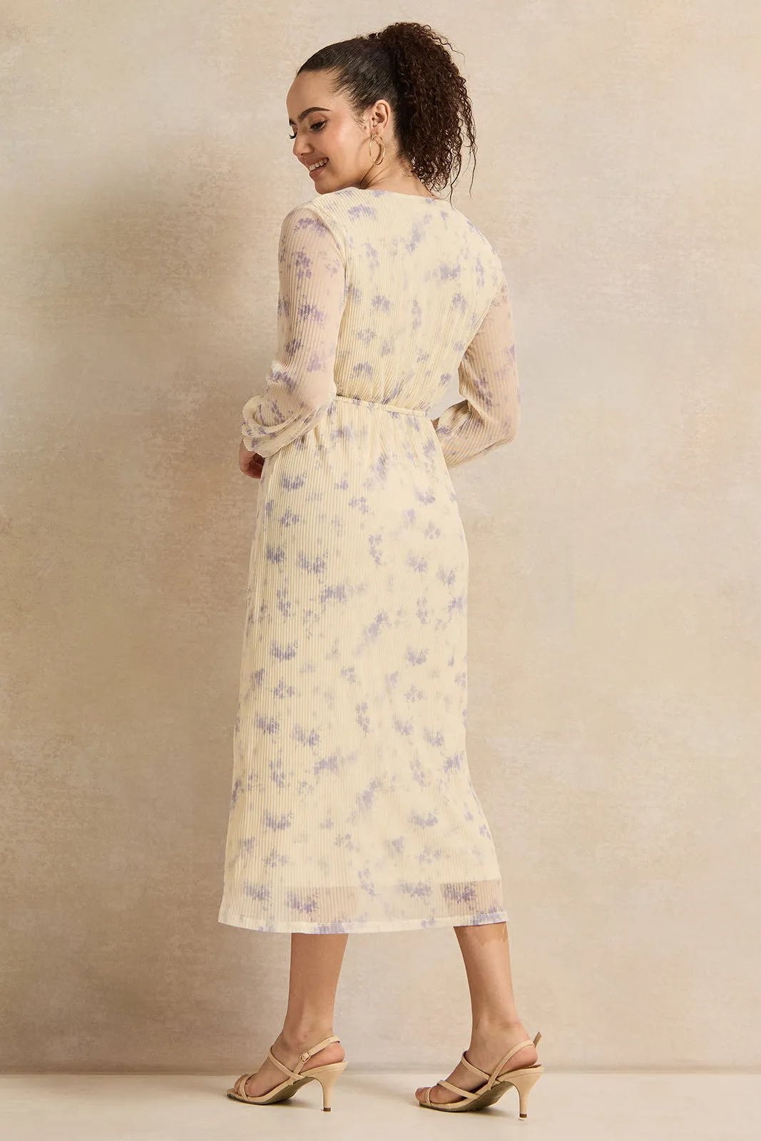 Women Ivory Printed Wrap Dress sold by Redtag product image thumbnail 3