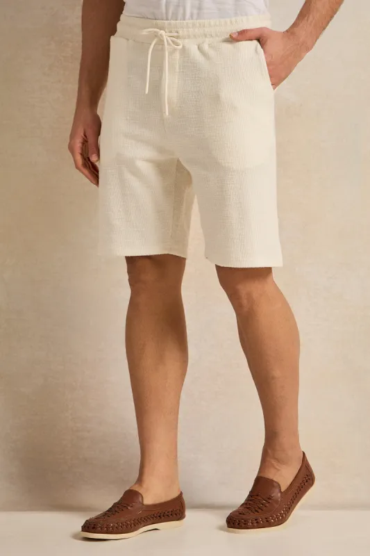 Men Beige Lounge Shorts sold by Redtag