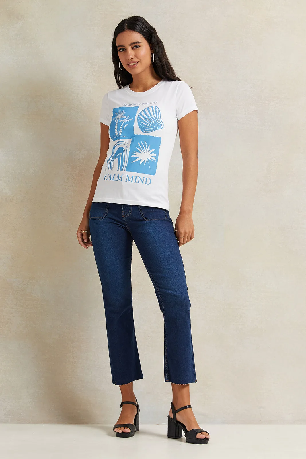 Women White Printed T-Shirt sold by Redtag product image thumbnail 2