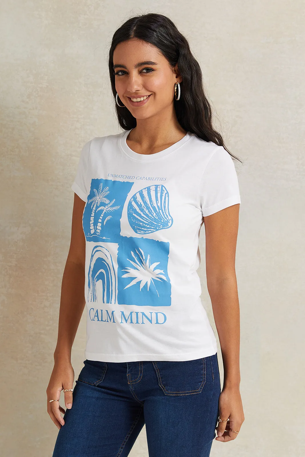 Women White Printed T-Shirt sold by Redtag