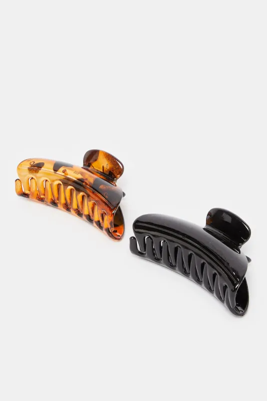 Women Black And Brown Jaw Clip Set (2 Piece) sold by Redtag