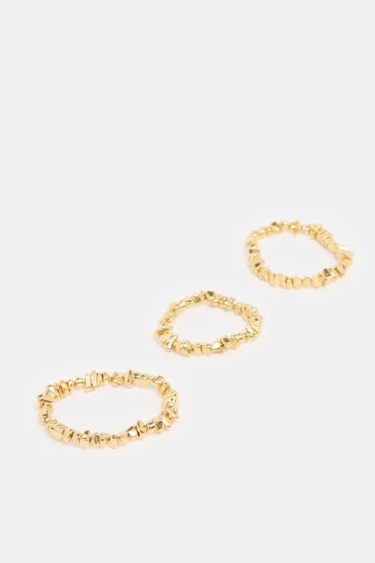Women Gold Embellished Bracelet Set (Pack of 3) sold by Redtag