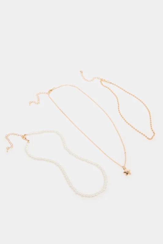 Women Gold Embellished Necklace Set (Pack of 3) sold by Redtag