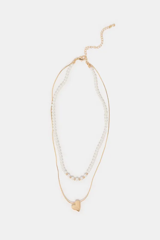 Women Gold Embellished Necklace sold by Redtag