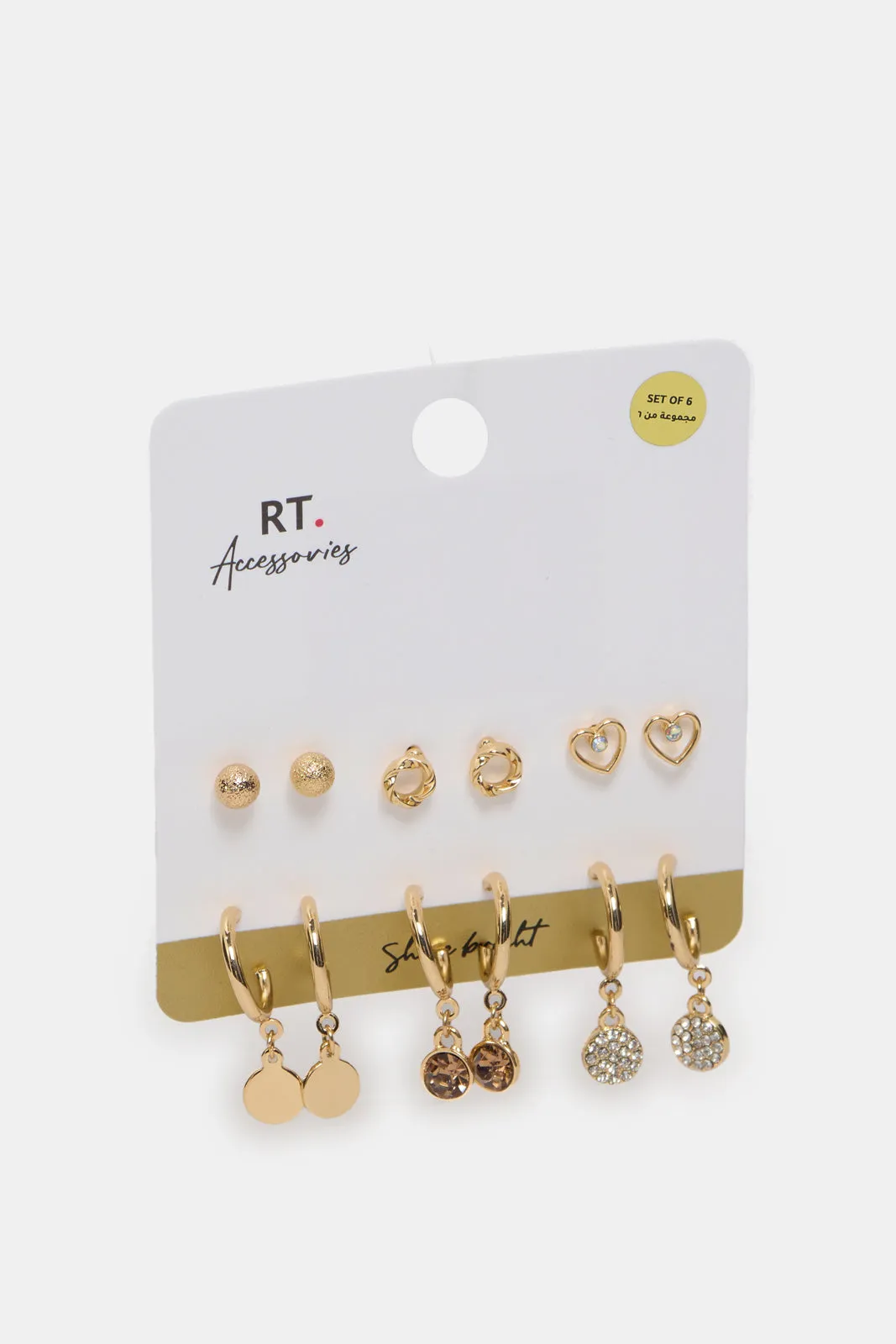 Women Gold Embellished Earring Set (6 Pairs) sold by Redtag product image thumbnail 3