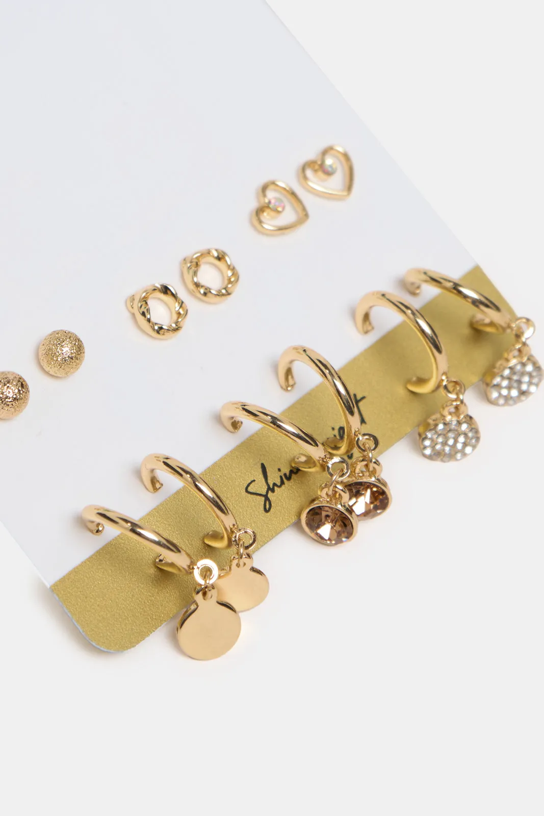 Women Gold Embellished Earring Set (6 Pairs) sold by Redtag product image thumbnail 2