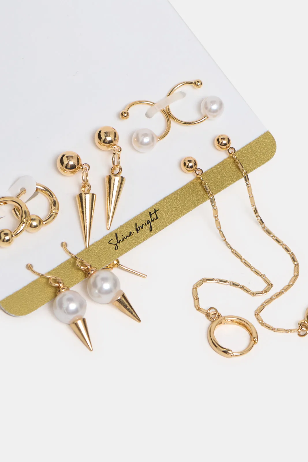 Women Gold Embellished Earring Set (5 Pairs) sold by Redtag product image thumbnail 2