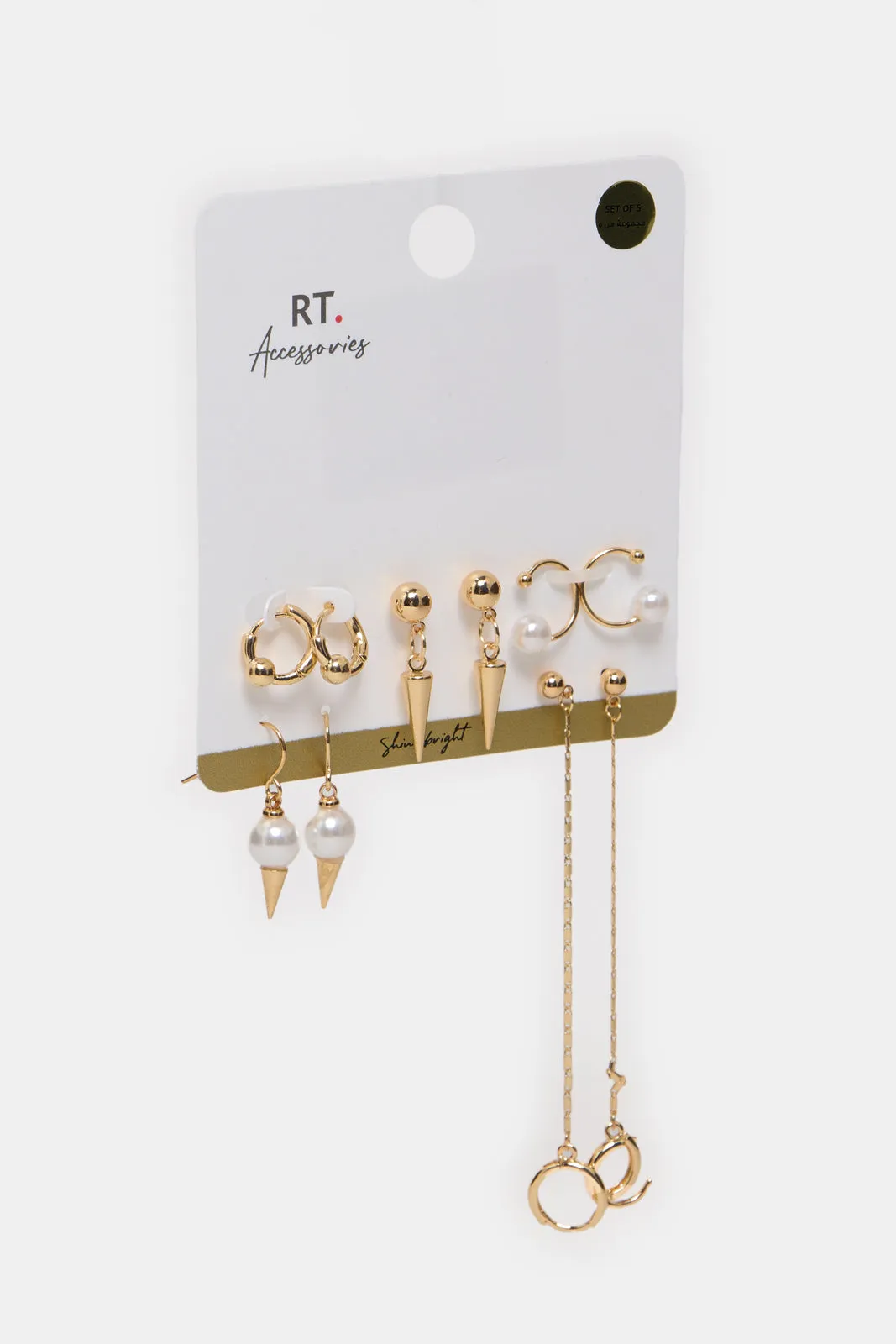 Women Gold Embellished Earring Set (5 Pairs) sold by Redtag product image thumbnail 3