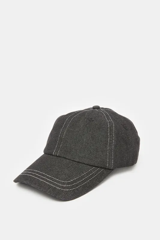 Women Black Demin Contrast Stitch Cap sold by Redtag