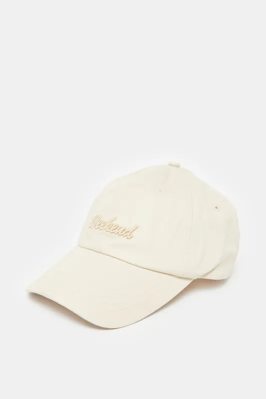 Women Beige Embroidery Cap sold by Redtag