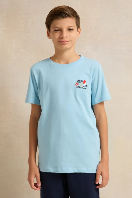 Senior Boys Blue Printed T-shirt sold by Redtag