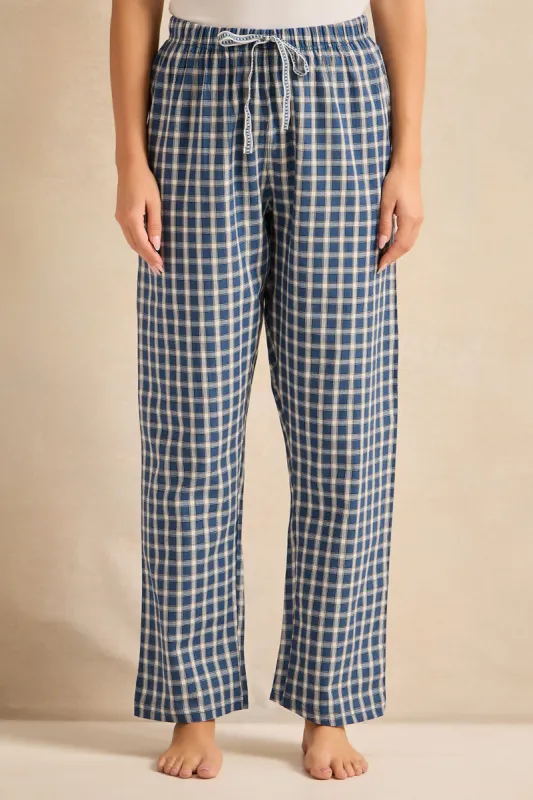 Women Blue Checkered Pyjama Bottom sold by Redtag