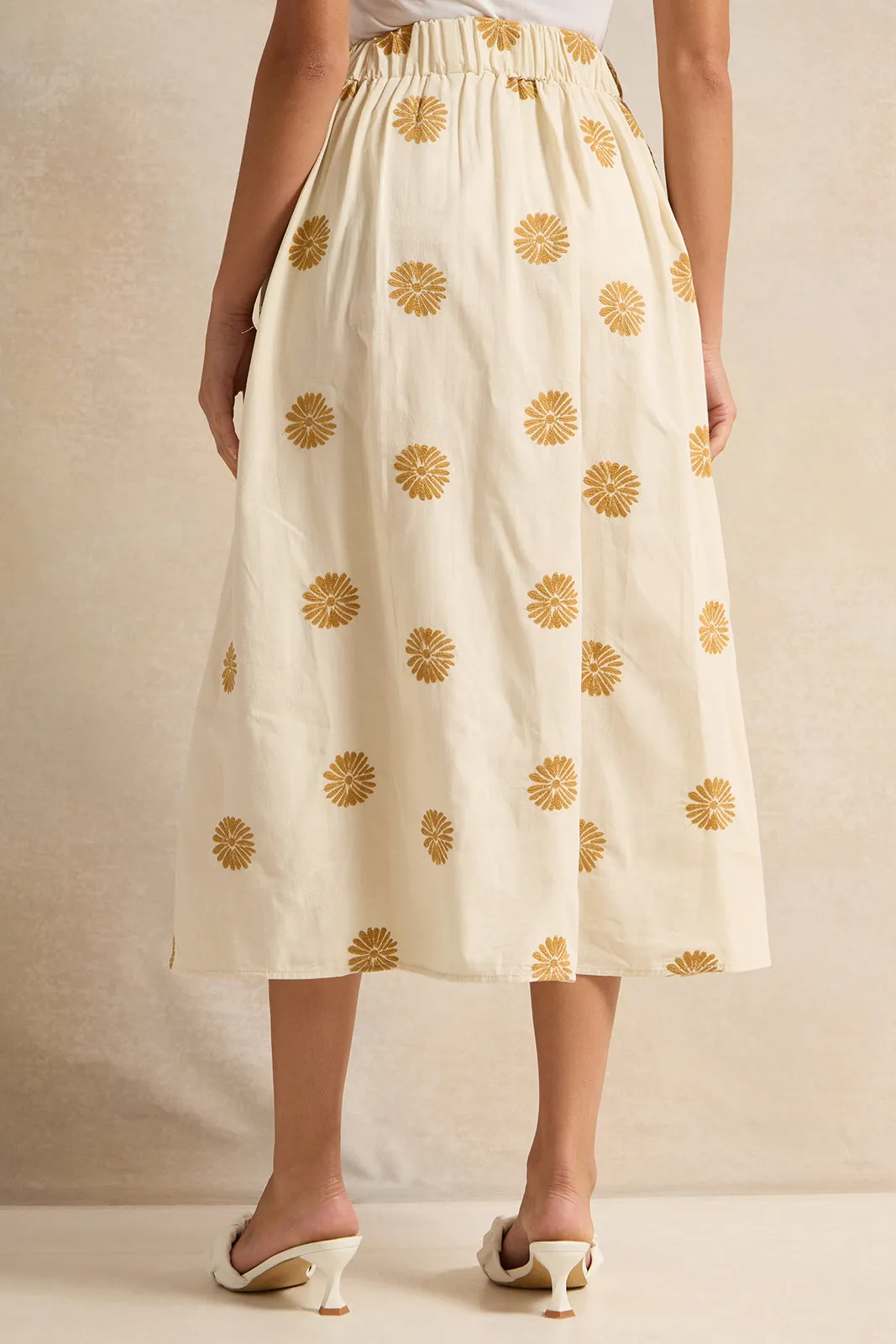 Women Cream Embroidered Skirt sold by Redtag product image thumbnail 3