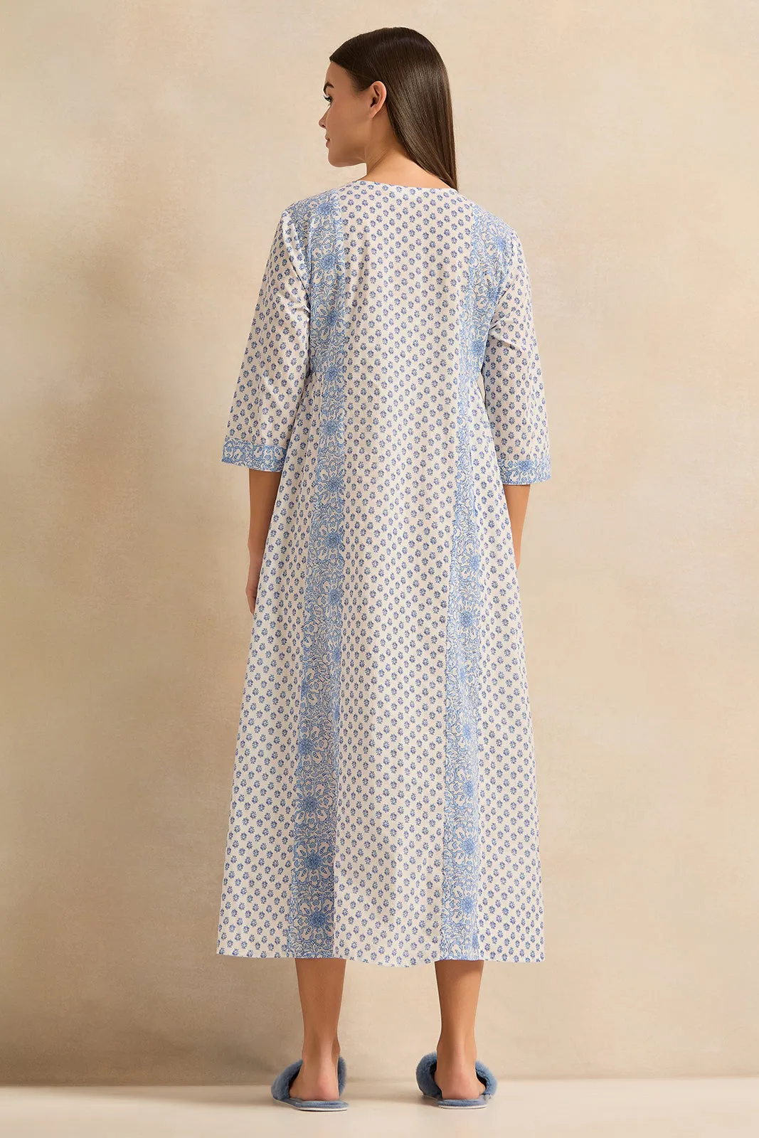 Women Blue Printed Nightgown sold by Redtag product image thumbnail 3