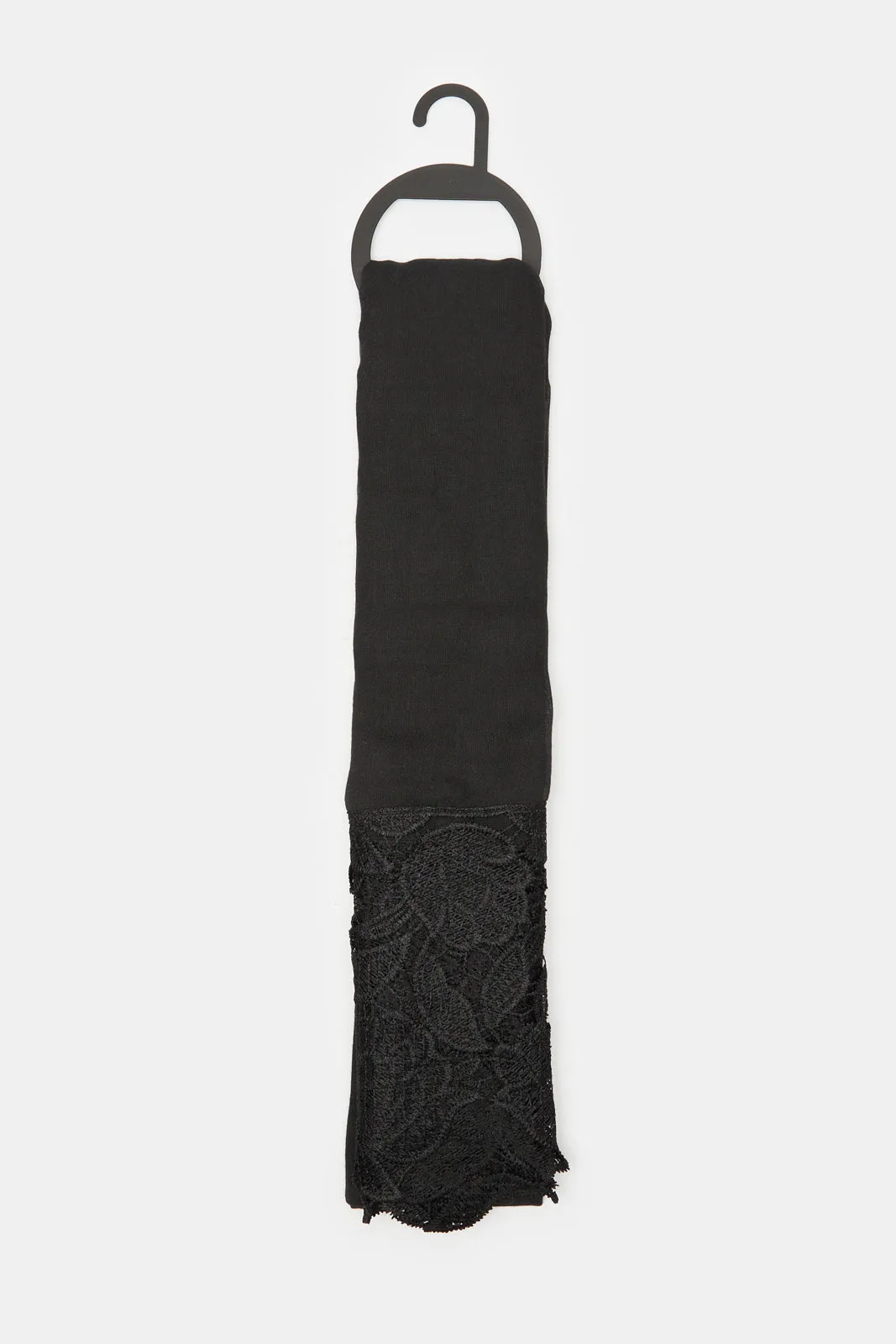 Women Black Scarf With Lace sold by Redtag