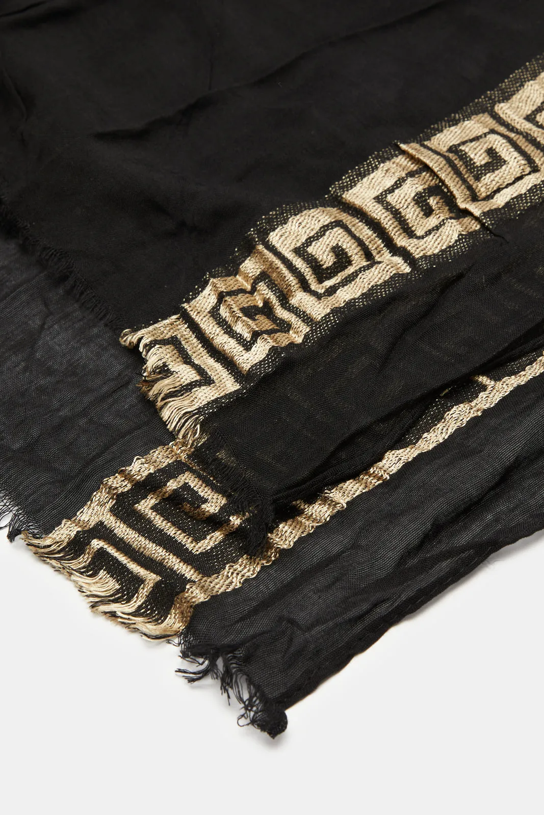 Women Black Jacquard Scarf sold by Redtag product image thumbnail 4